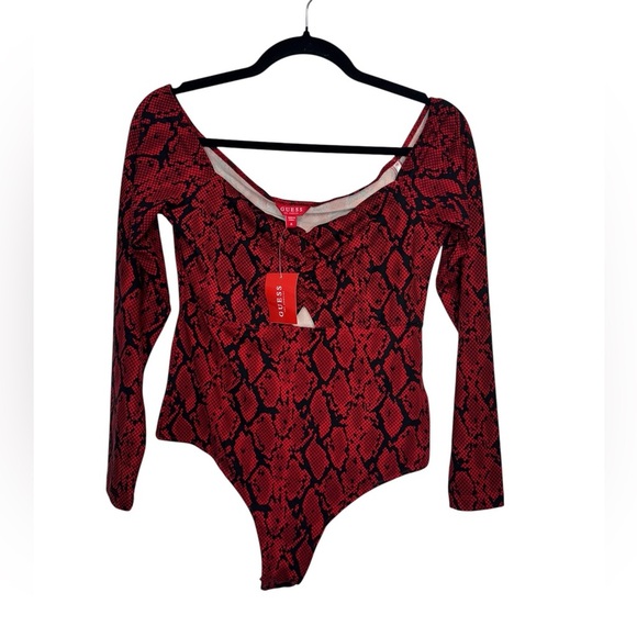 Guess Long Sleeve Neyva Bodysuit Red - Picture 1 of 10